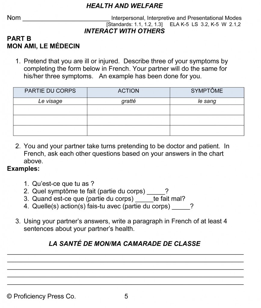 French Health Sample page